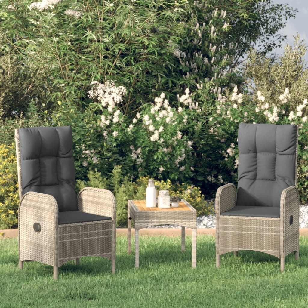 3 Piece Garden Lounge Set with Cushions Poly Rattan