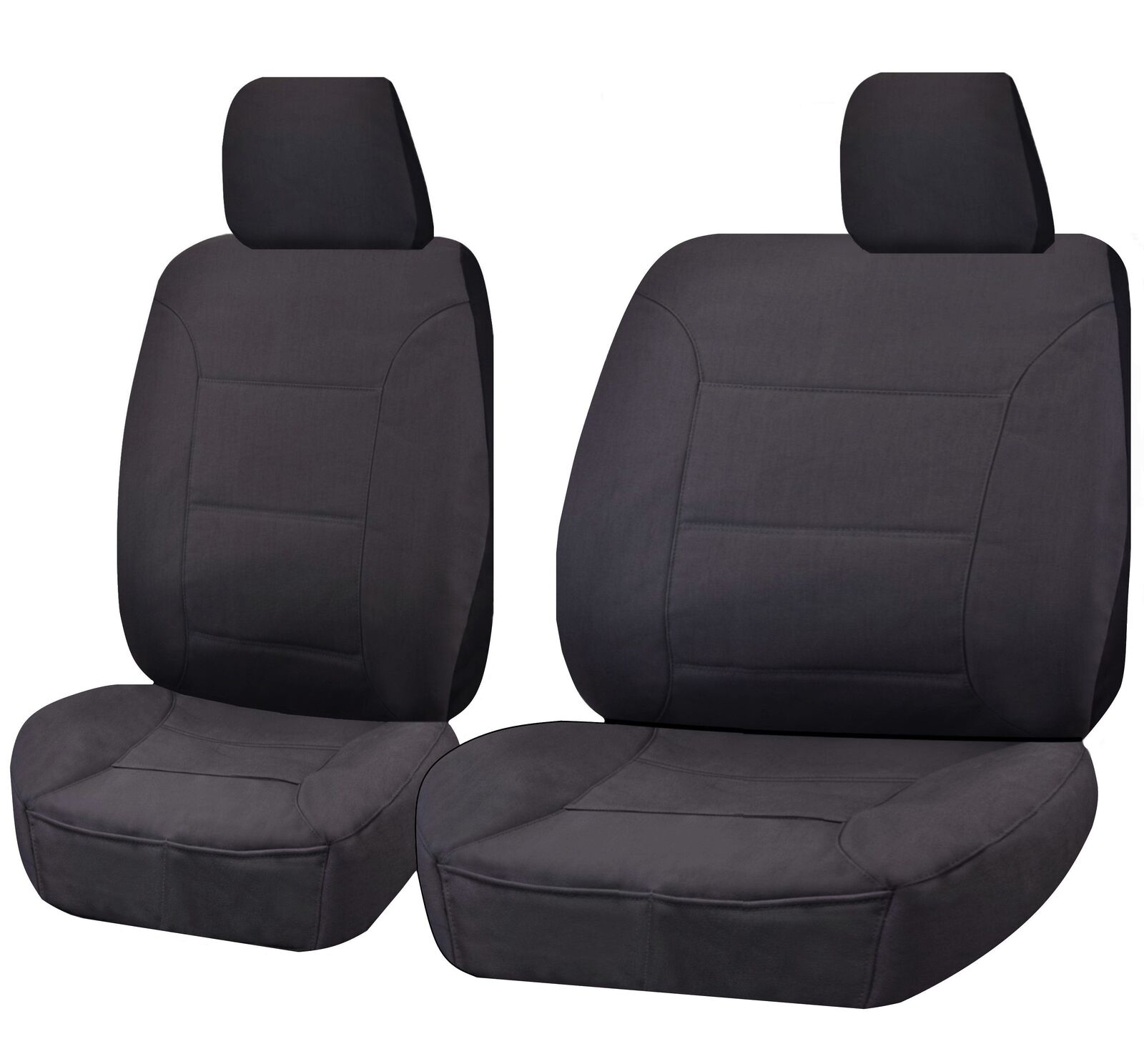 Seat Covers for TOYOTA LANDCRUISER 60.70.80 SERIES HZJ-HDJ-FZJ 1981 - 2010 TROOP CARRIER 4X4 SINGLE CAB CHASSIS FRONT BUCKET + _ BENCH CHARCOAL ALL TE