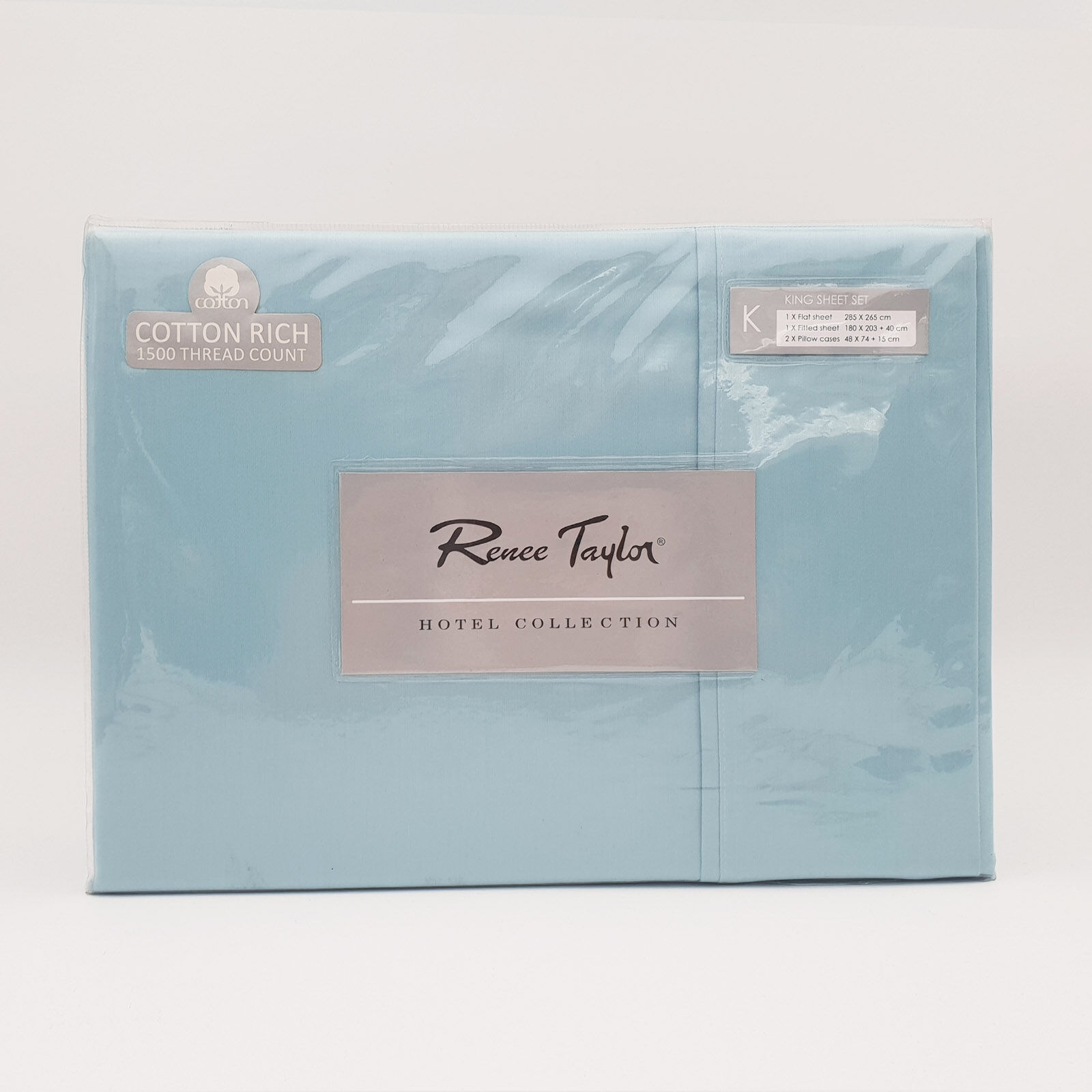 1500 Thread Count Pure Soft Cotton Blend Flat & Fitted Sheet Set Mist King