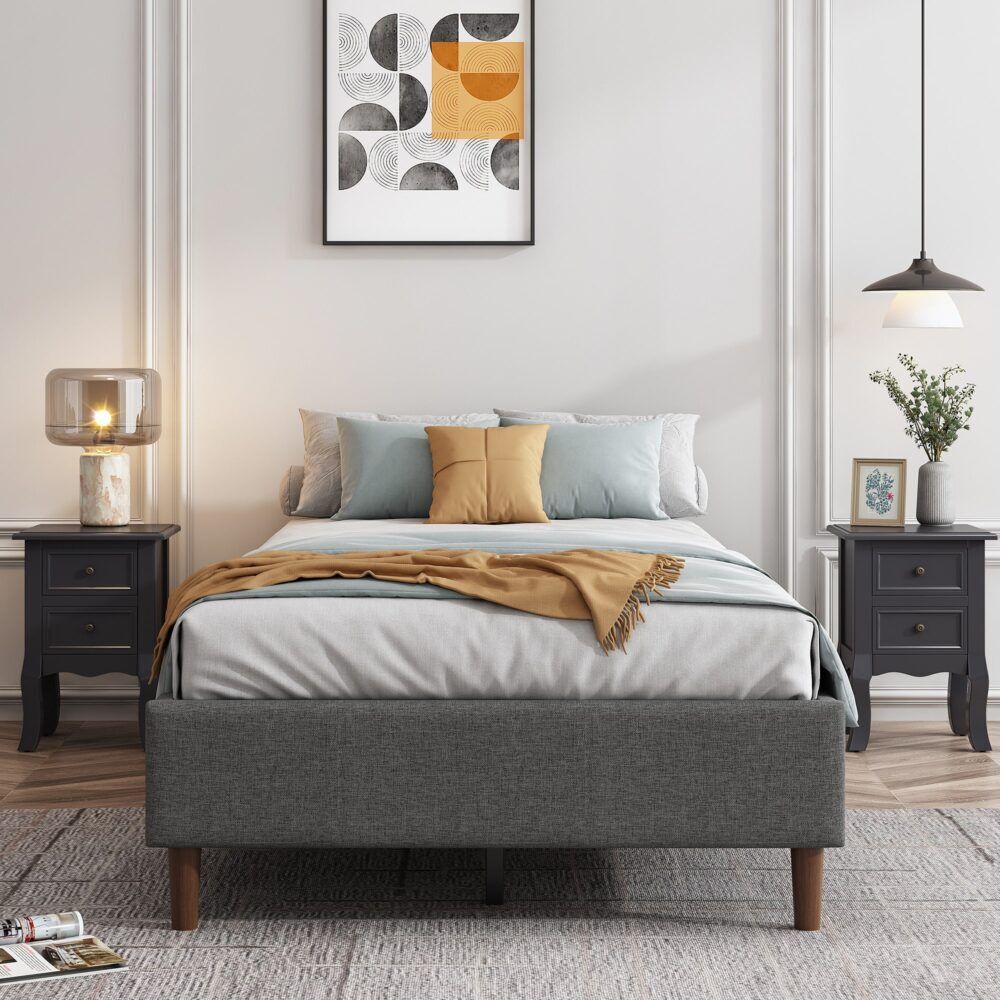 Bed Frame Mattress Foundation (Dark Grey) Äì Double