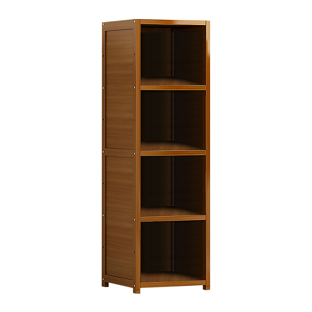 Bamboo 4-Shelf Bookcase – Adjustable Display Storage Rack Stand for Living Room, Bedroom, Office or Home Organisation