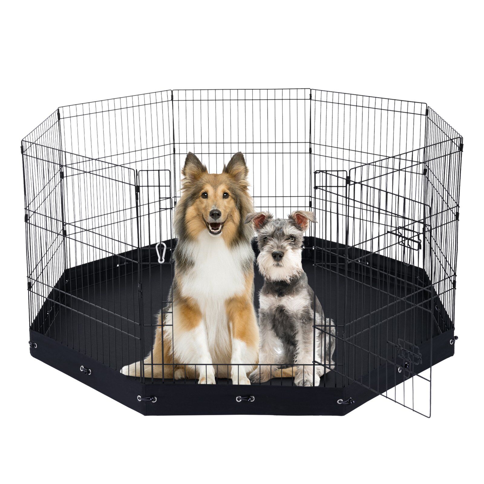 VEVOR Dog Playpen, 8 Pcs 30"H x 24"W Panels Foldable Metal Pet Exercise Pen, Dog Fence Indoor and Outdoor Pen with Door, 600D Oxford Fabric Bottom Pad