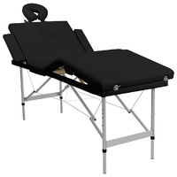 Black Foldable Massage Table 4 Zones with Aluminium Frame