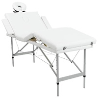 Creme White Foldable Massage Table 4 Zones with Aluminium Frame