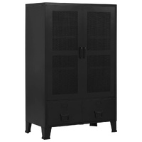 Office Cabinet with Mesh Doors Industrial Black 75x40x120 cm Steel