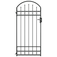 Fence Gate with Arched Top Steel 89x200 cm Black