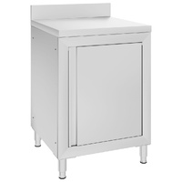 Commercial Work Table with Cabinet 60x60x96 cm Stainless Steel