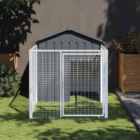 Dog House with Run Anthracite 117x201x123 cm Galvanised Steel