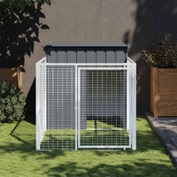 Dog House with Run Anthracite 110x201x110 cm Galvanised Steel