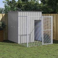 Dog House with Run Light Grey 165x251x181 cm Galvanised Steel