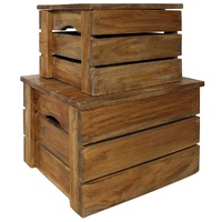 Storage Crate Set 2 Pieces Solid Mahogany Wood