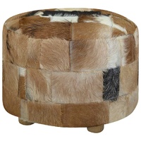 Pouffe Genuine Leather Round 50x50x45 cm