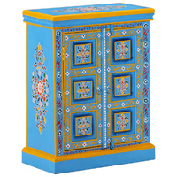 Sideboard Solid Mango Wood Turquoise Hand Painted