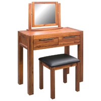 Dressing Table with Stool and Mirror Solid Acacia Wood