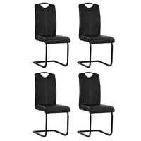 Cantilever Dining Chairs 4 pcs Black Faux Leather