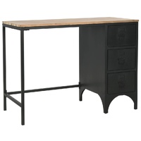 Single Pedestal Desk Solid Firwood and Steel 100x50x76 cm