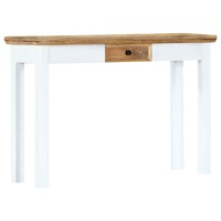 Console Table White and Brown 110x35x75 cm Solid Mango Wood