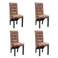 Dining Chairs 4 pcs Brown Faux Leather