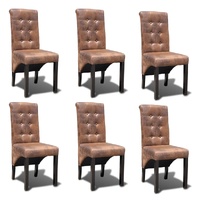Dining Chairs 6 pcs Brown Faux Leather