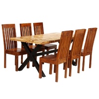 Dining Table Set 7 Pieces Solid Acacia and Mango Wood ( 245640+3x245645)