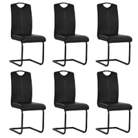Cantilever Dining Chairs 6 pcs Black Faux Leather