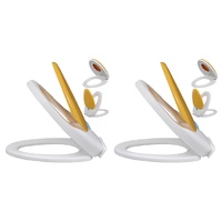 Toilet Seats with Soft Close Lids 2 pcs Plastic White and Yellow