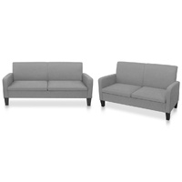 2 Piece Sofa Set Fabric Light Grey