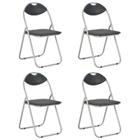 Folding Dining Chairs 4 pcs Black Faux Leather