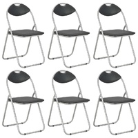 Folding Dining Chairs 6 pcs Black Faux Leather