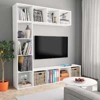 3 Piece Book/TV Cabinet Set White 180x30x180 cm