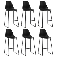 Bar Stools 6 pcs Black Plastic