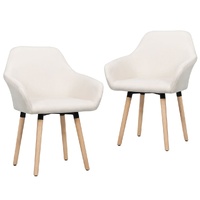 Dining Chairs 2 pcs Cream Fabric