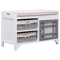 Hall Bench White 70x33.5x45 cm Paulownia Wood