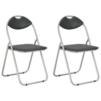 Folding Dining Chairs 2 pcs Black Faux Leather
