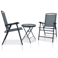 3 Piece Bistro Set Grey Steel