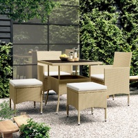 5 Piece Garden Dining Set Poly Rattan Beige (310551+310612)