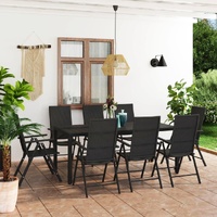 9 Piece Garden Dining Set Black