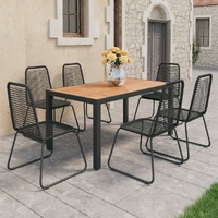 7 Piece Garden Dining Set PVC Rattan Black and Brown