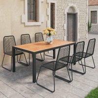 7 Piece Garden Dining Set PVC Rattan Black and Brown