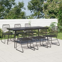 7 Piece Garden Dining Set Black PVC Rattan
