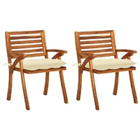 Garden Dining Chairs with Cushions 2 pcs Solid Acacia Wood