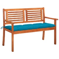 2-Seater Garden Bench with Cushion 120 cm Solid Eucalyptus Wood