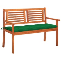 2-Seater Garden Bench with Cushion 120 cm Solid Eucalyptus Wood