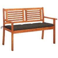 2-Seater Garden Bench with Cushion 120 cm Solid Eucalyptus Wood