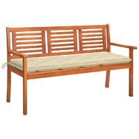 3-Seater Garden Bench with Cushion 150 cm Solid Eucalyptus Wood