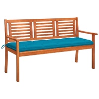3-Seater Garden Bench with Cushion 150 cm Solid Eucalyptus Wood