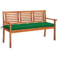 3-Seater Garden Bench with Cushion 150 cm Solid Eucalyptus Wood