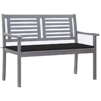 2-Seater Garden Bench with Cushion 120 cm Grey Eucalyptus Wood