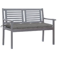 2-Seater Garden Bench with Cushion 120 cm Grey Eucalyptus Wood