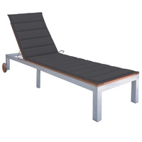 Sun Lounger with Cushion Solid Wood Acacia and Galvanised Steel